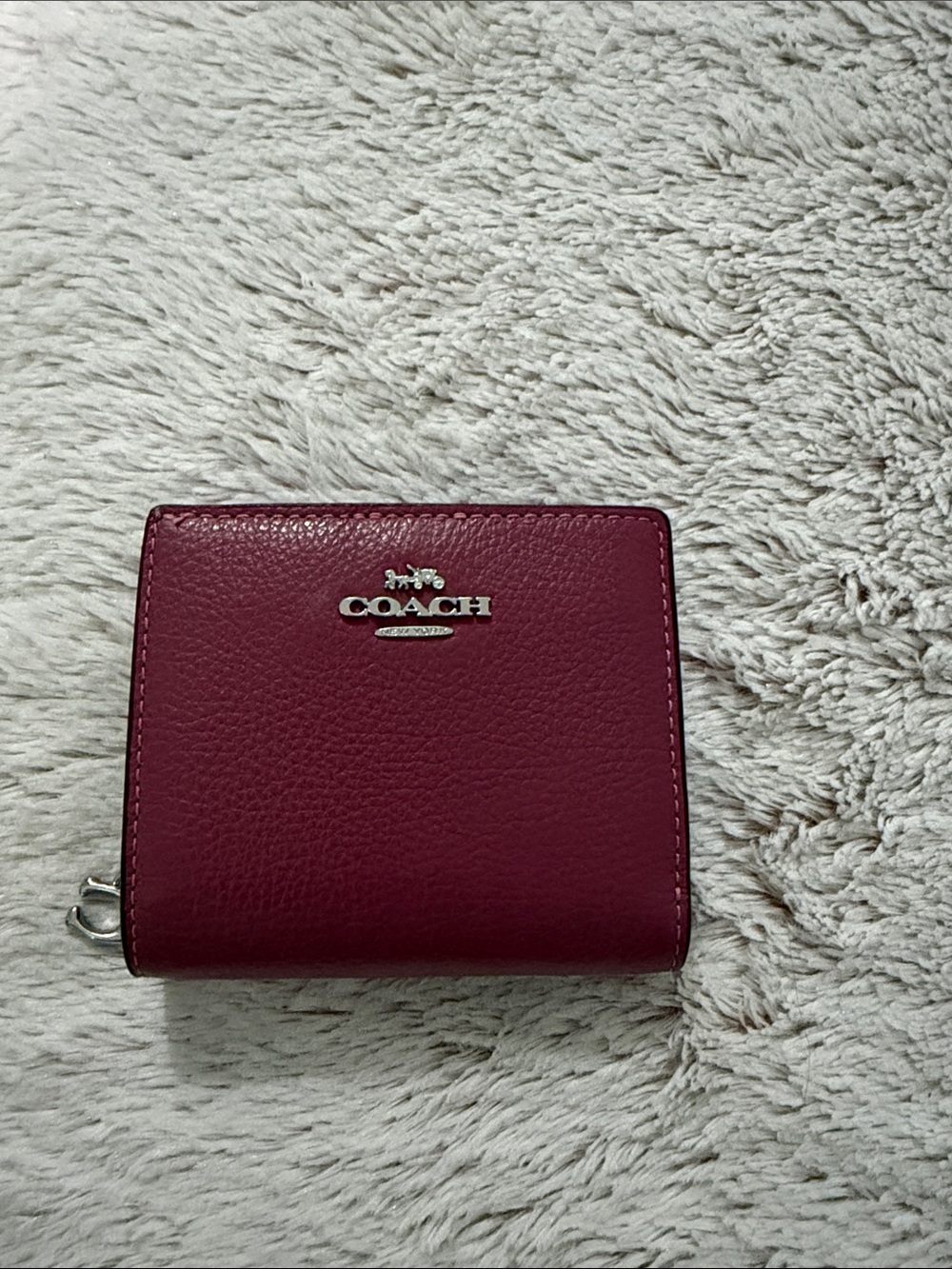 Coach Small Pebbled Leather Wallet - Wine